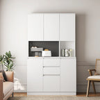 74Kitchen Pantry Cabinet with Charging Station,Freestanding Buffet Cupboards Sideboard with Drawer,with Microwave Stand