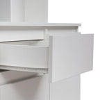 White Freestanding Kitchen Pantry Cabinet with Charging Station, for 1 Person