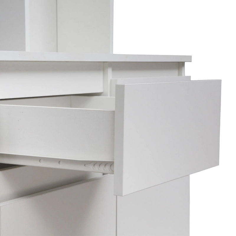 White Freestanding Kitchen Pantry Cabinet with Charging Station, for 1 Person