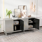 Olive Green / Champagne 4-Door Storage Cabinet, Minimalist Style, Single Room Use