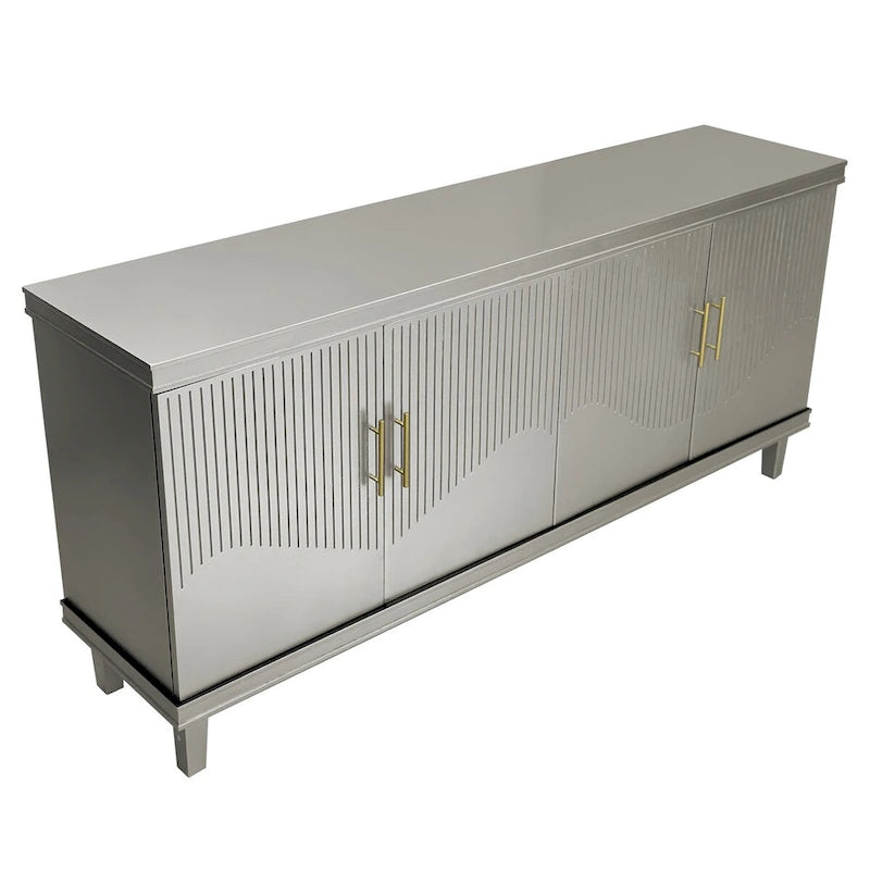 Olive Green / Champagne 4-Door Storage Cabinet, Minimalist Style, Single Room Use