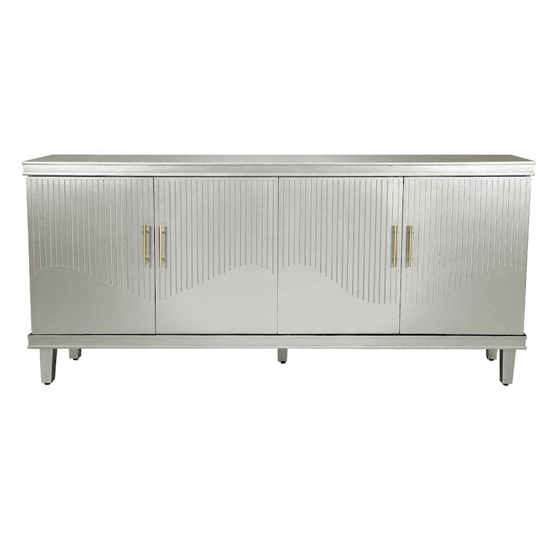 Olive Green / Champagne 4-Door Storage Cabinet, Minimalist Style, Single Room Use
