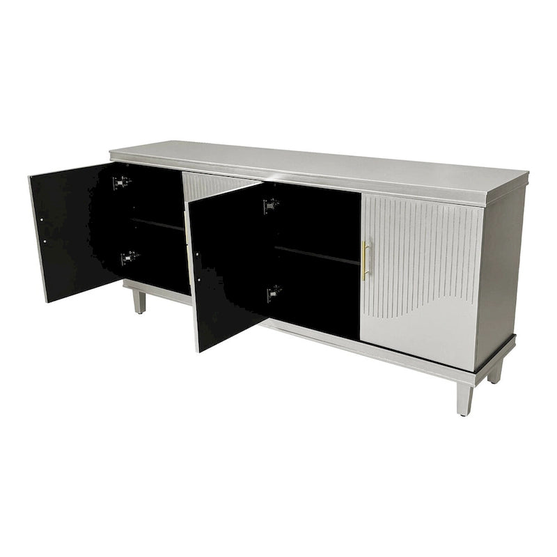 Olive Green / Champagne 4-Door Storage Cabinet, Minimalist Style, Single Room Use