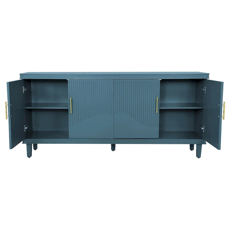 Olive Green / Champagne 4-Door Storage Cabinet, Minimalist Style, Single Room Use