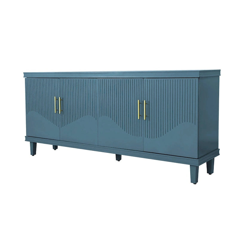 Olive Green / Champagne 4-Door Storage Cabinet, Minimalist Style, Single Room Use