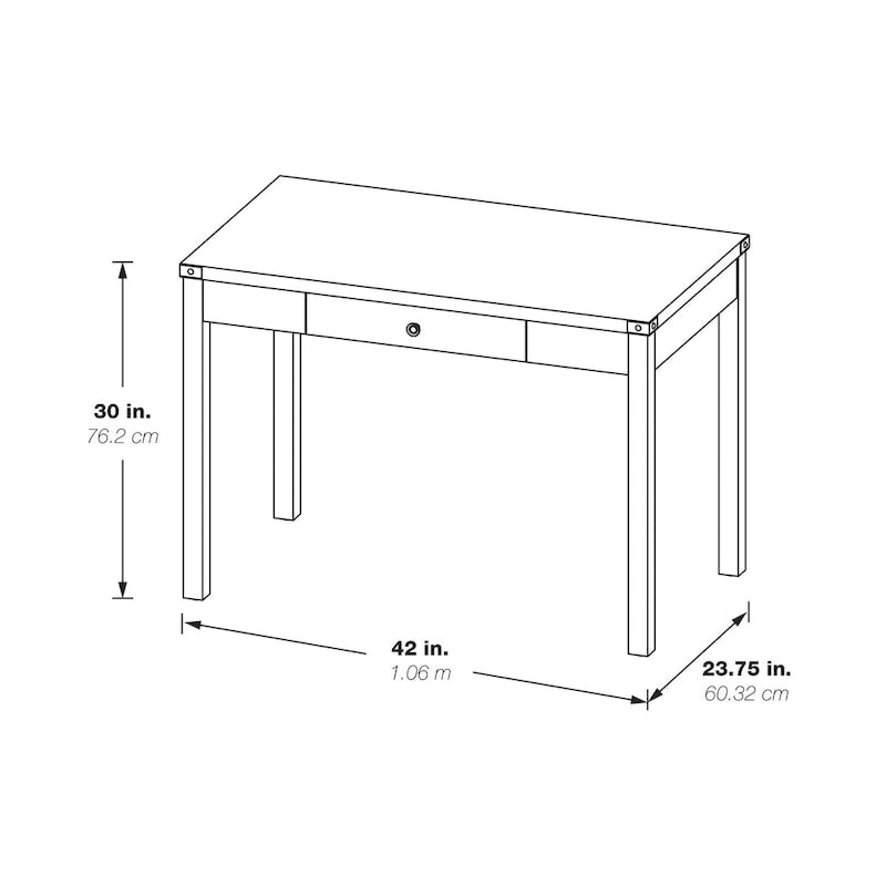 Brown Oak Writing Desk with Drawer, Single-User, Modern Rustic Style