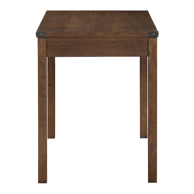 Brown Oak Writing Desk with Drawer, Single-User, Modern Rustic Style