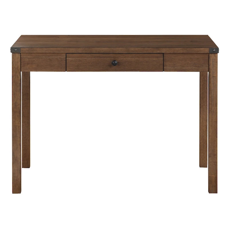Brown Oak Writing Desk with Drawer, Single-User, Modern Rustic Style