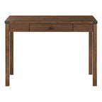 Brown Oak Writing Desk with Drawer, Single-User, Modern Rustic Style