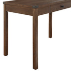 Brown Oak Writing Desk with Drawer, Single-User, Modern Rustic Style