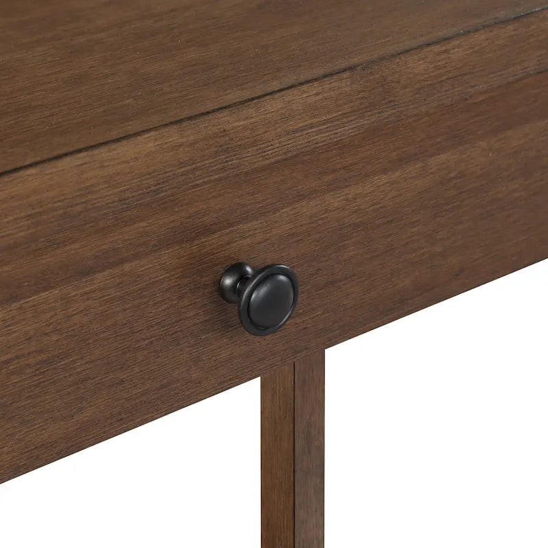 Brown Oak Writing Desk with Drawer, Single-User, Modern Rustic Style
