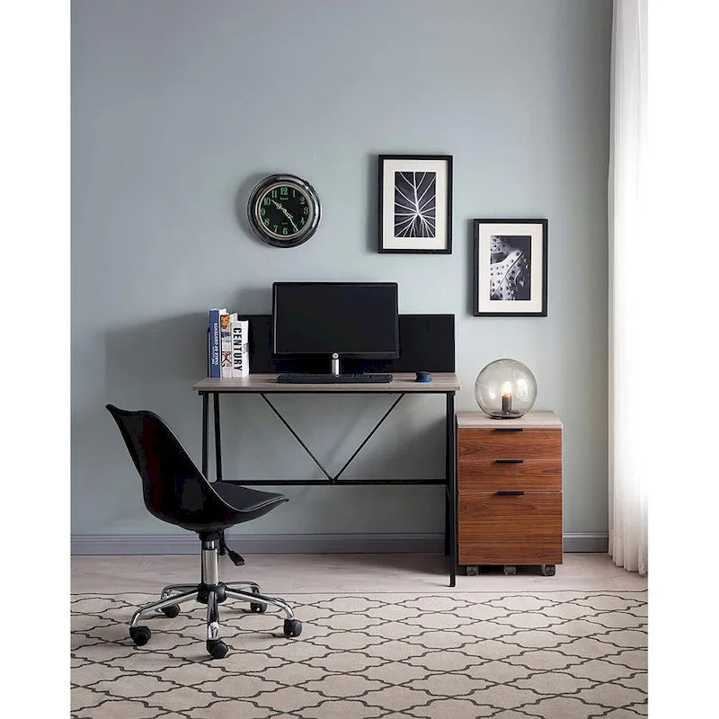 Brown/Black/White 3-Drawer Rolling File Cabinet, Locking Wheels, A4 & Letter Size, 1-Person