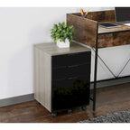 Brown/Black/White 3-Drawer Rolling File Cabinet, Locking Wheels, A4 & Letter Size, 1-Person