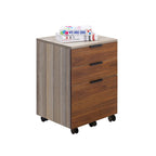 Brown/Black/White 3-Drawer Rolling File Cabinet, Locking Wheels, A4 & Letter Size, 1-Person