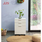 Brown/Black/White 3-Drawer Rolling File Cabinet, Locking Wheels, A4 & Letter Size, 1-Person