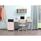 Brown/Black/White 3-Drawer Rolling File Cabinet, Locking Wheels, A4 & Letter Size, 1-Person