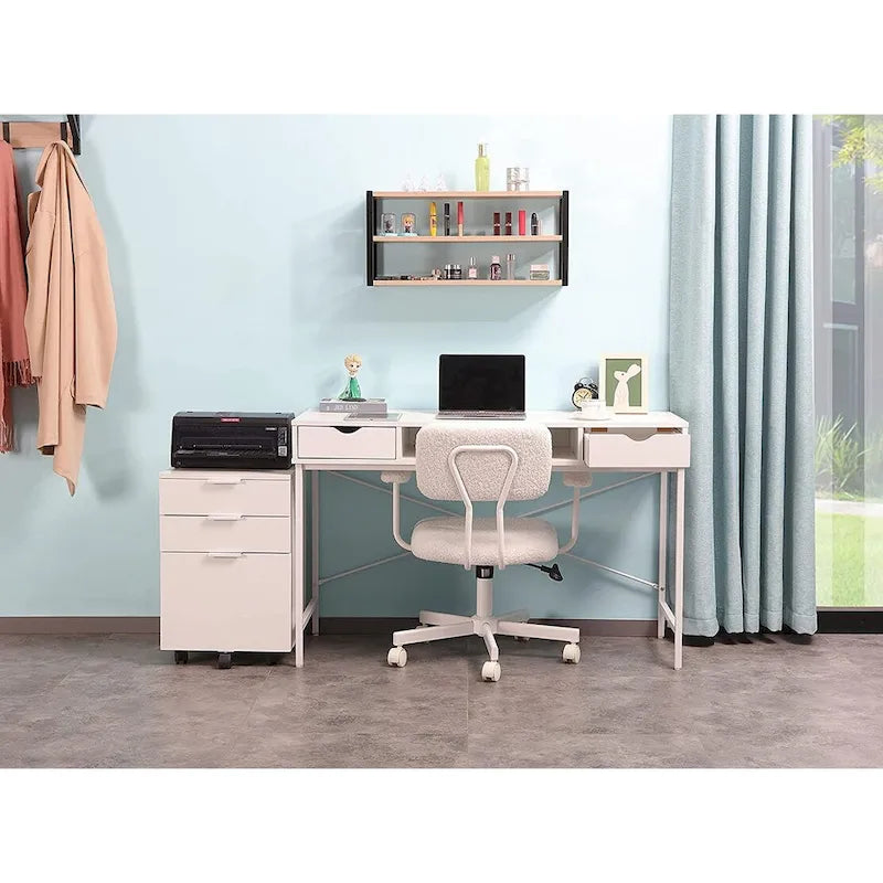 Brown/Black/White 3-Drawer Rolling File Cabinet, Locking Wheels, A4 & Letter Size, 1-Person