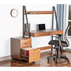 Brown/Black/White 3-Drawer Rolling File Cabinet, Locking Wheels, A4 & Letter Size, 1-Person