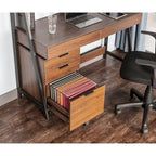 Brown/Black/White 3-Drawer Rolling File Cabinet, Locking Wheels, A4 & Letter Size, 1-Person