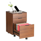 Brown/Black/White 3-Drawer Rolling File Cabinet, Locking Wheels, A4 & Letter Size, 1-Person