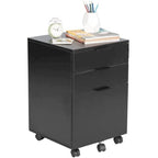 Brown/Black/White 3-Drawer Rolling File Cabinet, Locking Wheels, A4 & Letter Size, 1-Person