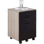 Brown/Black/White 3-Drawer Rolling File Cabinet, Locking Wheels, A4 & Letter Size, 1-Person