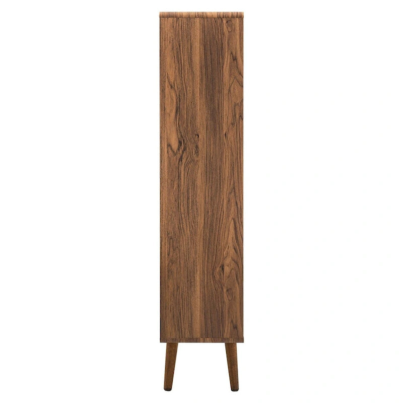 Walnut 3-Tier Bookcase with Splayed Legs, Single