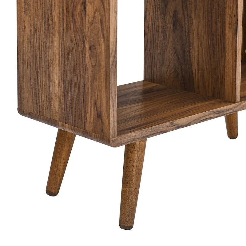 Walnut 3-Tier Bookcase with Splayed Legs, Single