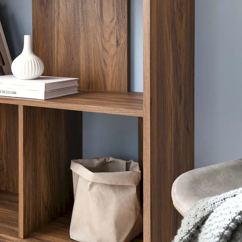 Walnut 3-Tier Bookcase with Splayed Legs, Single