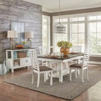 Carbon Gray & White Trestle Dining Table Set, Ladder Back Chairs, Seats 4–6