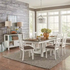 Carbon Gray & White Trestle Dining Table Set, Ladder Back Chairs, Seats 4–6