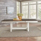 Carbon Gray & White Trestle Dining Table Set, Ladder Back Chairs, Seats 4–6