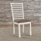 Carbon Gray & White Trestle Dining Table Set, Ladder Back Chairs, Seats 4–6