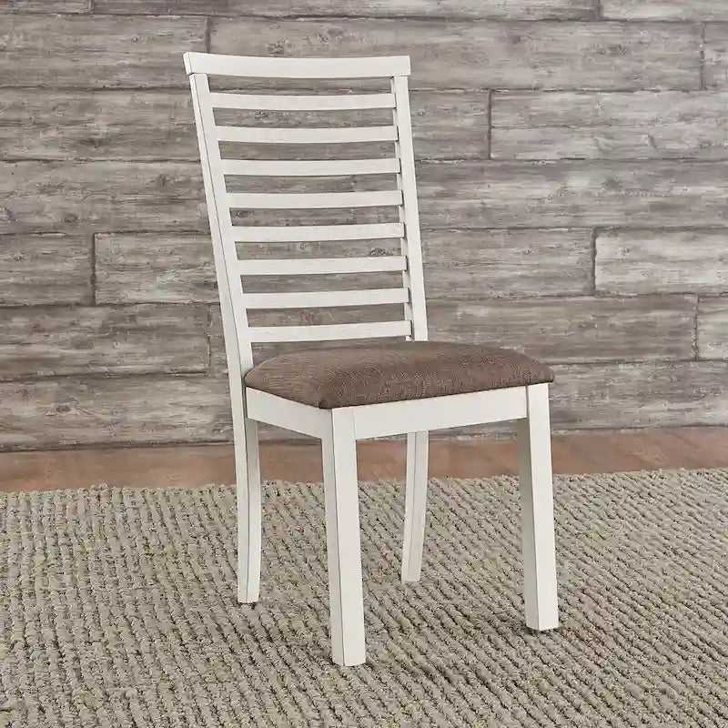 Carbon Gray & White Trestle Dining Table Set, Ladder Back Chairs, Seats 4–6