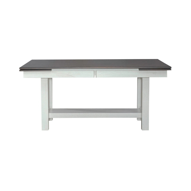 Carbon Gray & White Trestle Dining Table Set, Ladder Back Chairs, Seats 4–6