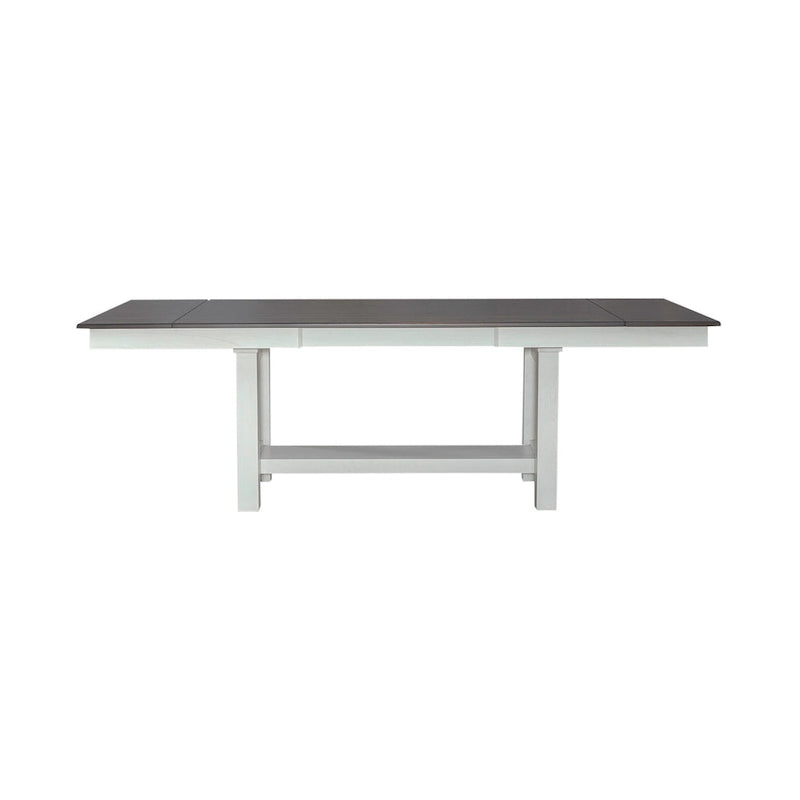 Carbon Gray & White Trestle Dining Table Set, Ladder Back Chairs, Seats 4–6