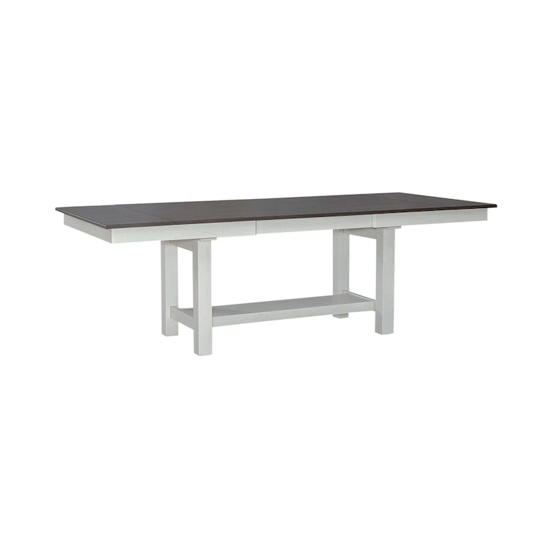 Carbon Gray & White Trestle Dining Table Set, Ladder Back Chairs, Seats 4–6