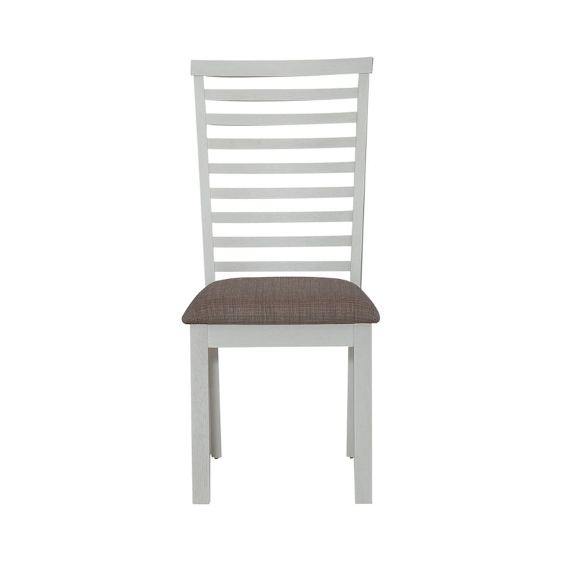 Carbon Gray & White Trestle Dining Table Set, Ladder Back Chairs, Seats 4–6