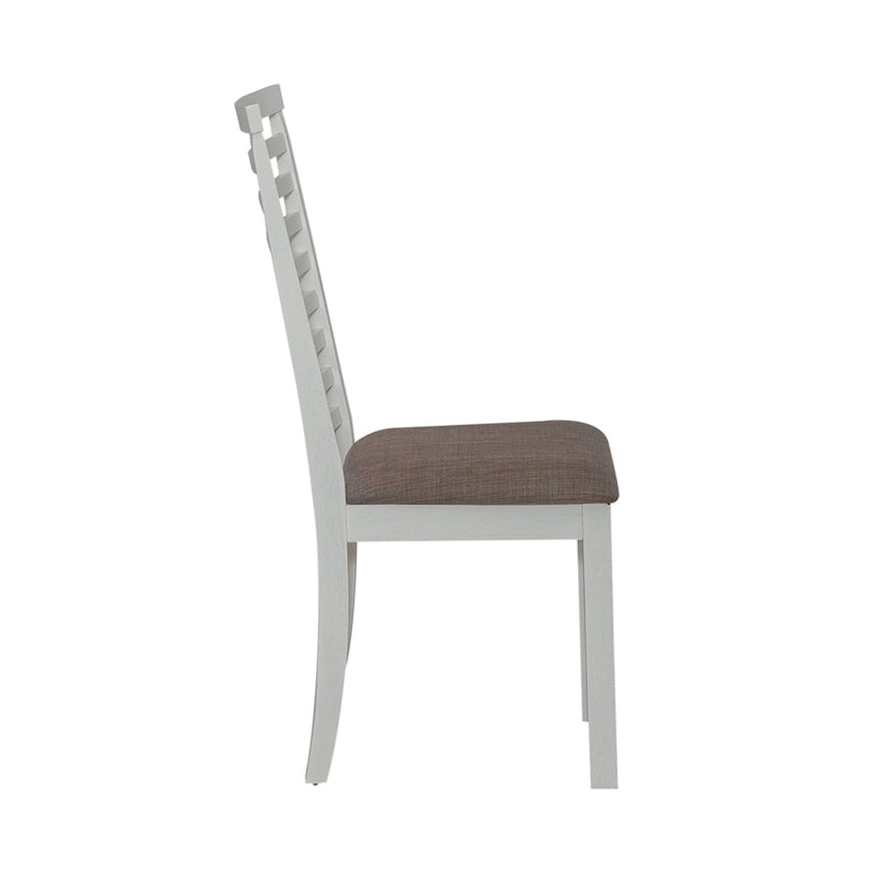 Carbon Gray & White Trestle Dining Table Set, Ladder Back Chairs, Seats 4–6