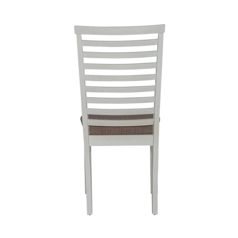 Carbon Gray & White Trestle Dining Table Set, Ladder Back Chairs, Seats 4–6
