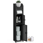 Black / White Floor-Standing Bathroom Storage Cabinet, 1-Person Use, with Toilet Paper Dispenser