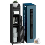Black / White Floor-Standing Bathroom Storage Cabinet, 1-Person Use, with Toilet Paper Dispenser