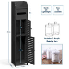 Black / White Floor-Standing Bathroom Storage Cabinet, 1-Person Use, with Toilet Paper Dispenser