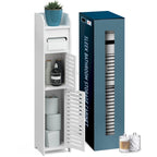 Black / White Floor-Standing Bathroom Storage Cabinet, 1-Person Use, with Toilet Paper Dispenser