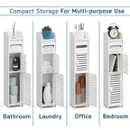 Black / White Floor-Standing Bathroom Storage Cabinet, 1-Person Use, with Toilet Paper Dispenser