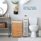 Black / White Floor-Standing Bathroom Storage Cabinet, 1-Person Use, with Toilet Paper Dispenser