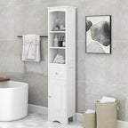 Tall Bathroom Cabinet, Freestanding Storage Cabinet with Drawer& Adjustable Shelf