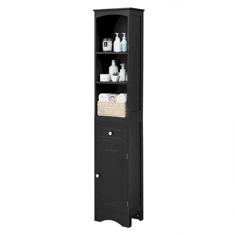Tall Bathroom Cabinet, Freestanding Storage Cabinet with Drawer& Adjustable Shelf