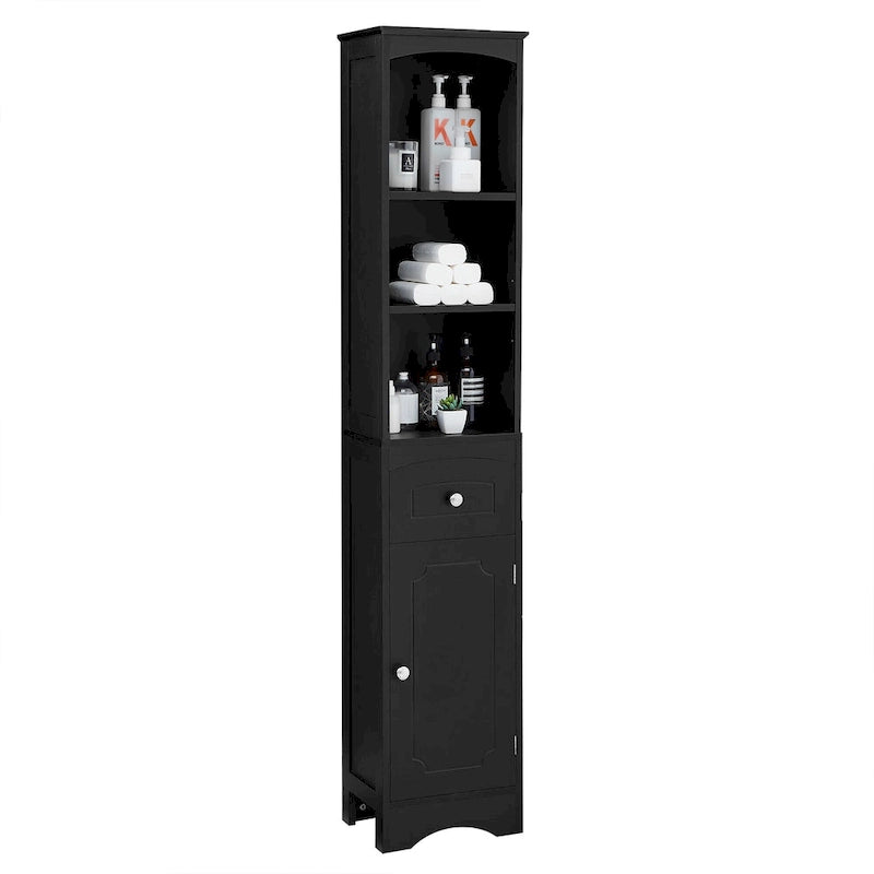 Tall Bathroom Cabinet, Freestanding Storage Cabinet with Drawer& Adjustable Shelf