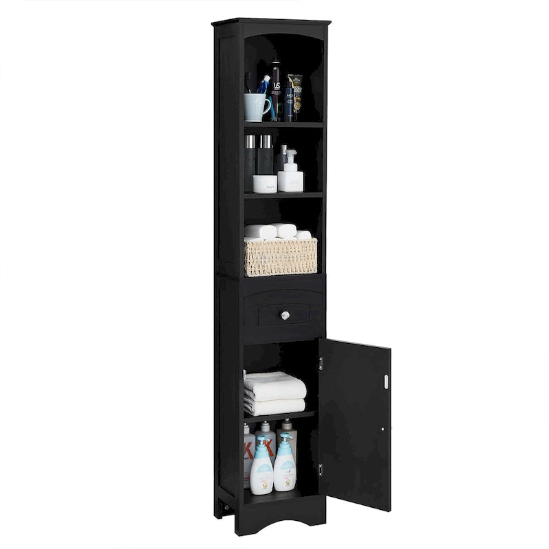 Tall Bathroom Cabinet, Freestanding Storage Cabinet with Drawer& Adjustable Shelf